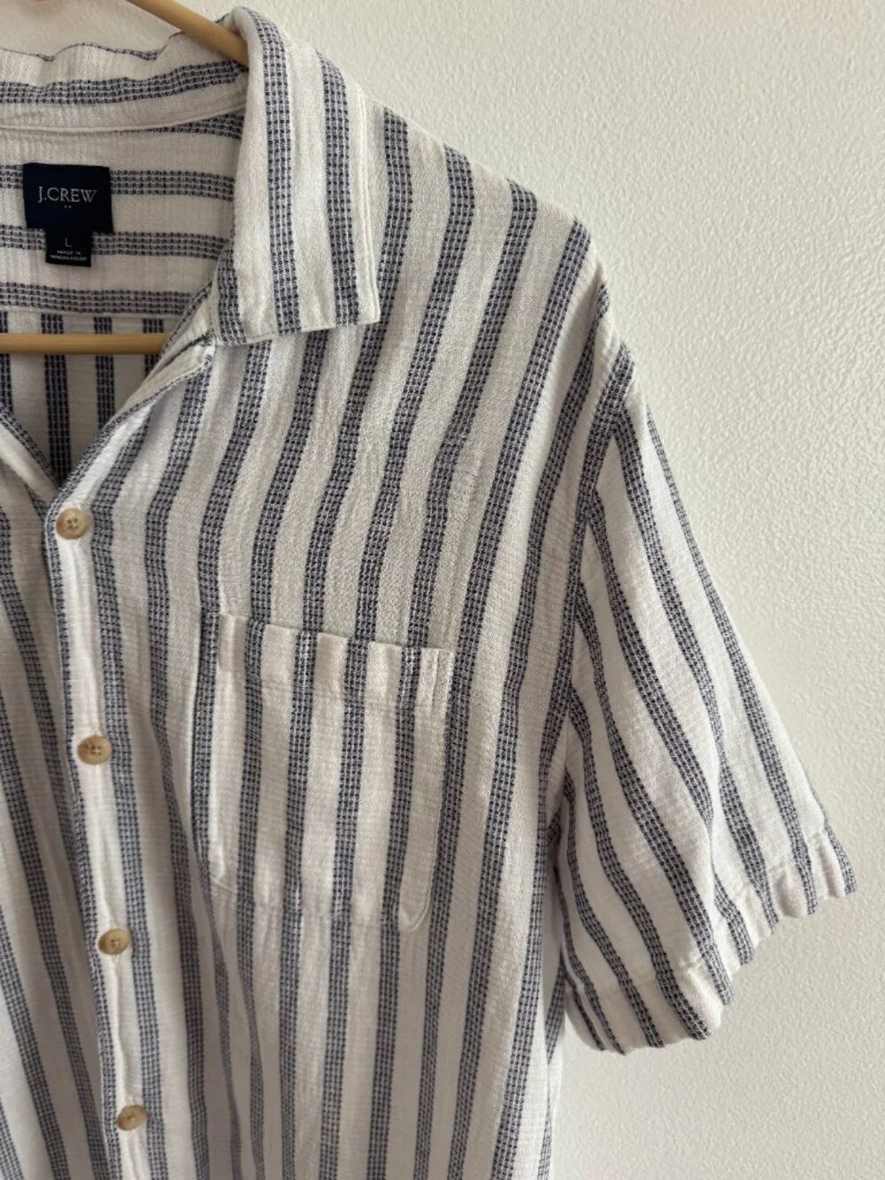 Men's J.Crew Stripe Button Down Tee Short L